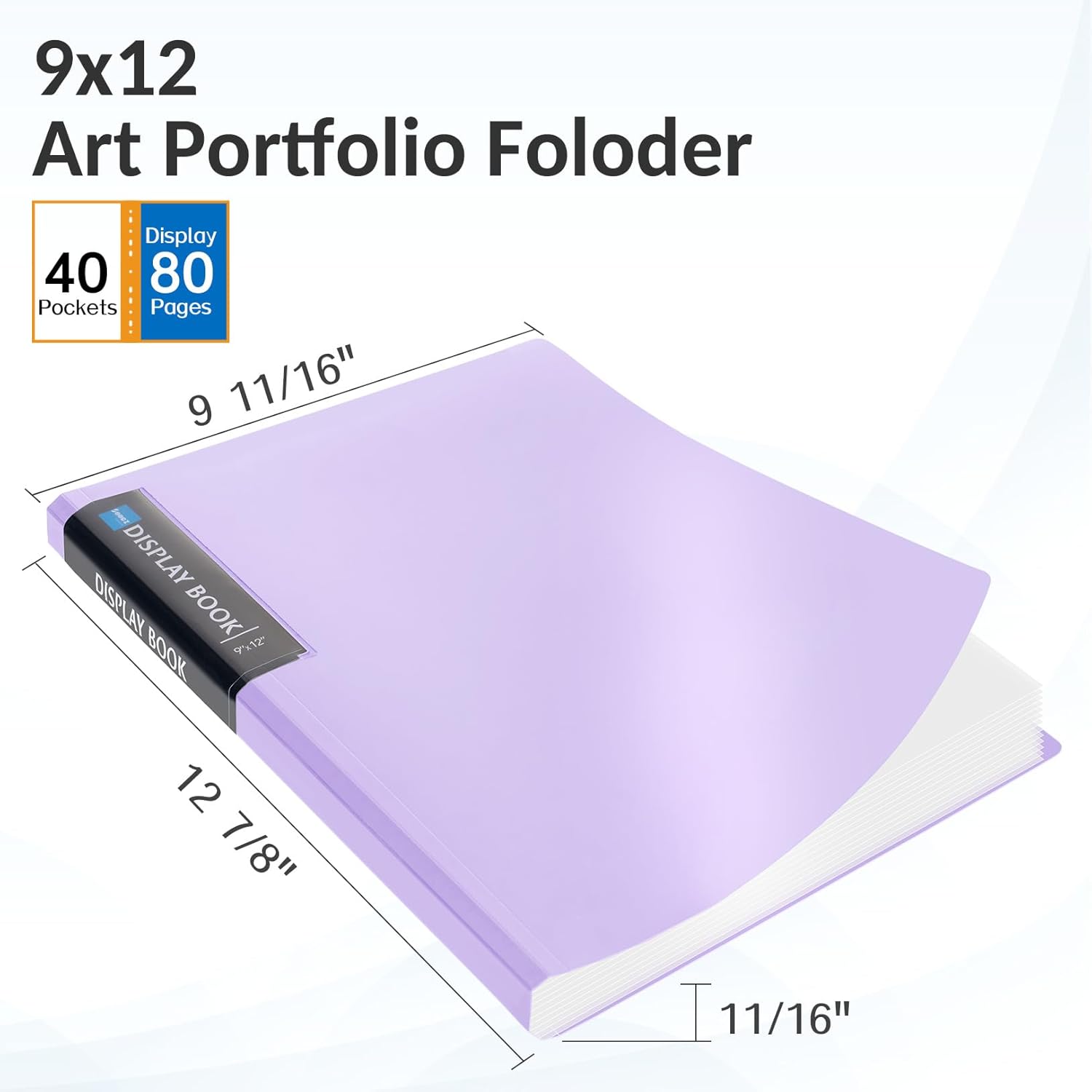 Sooez Art Portfolios 9x12. 40 Pockets Large Portfolio Folder Display 80 Pages. Heavy Duty Art Portfolio Folder with Clear Sheet Protectors. Presentation Book for Artwork Document Organizer - Image 2
