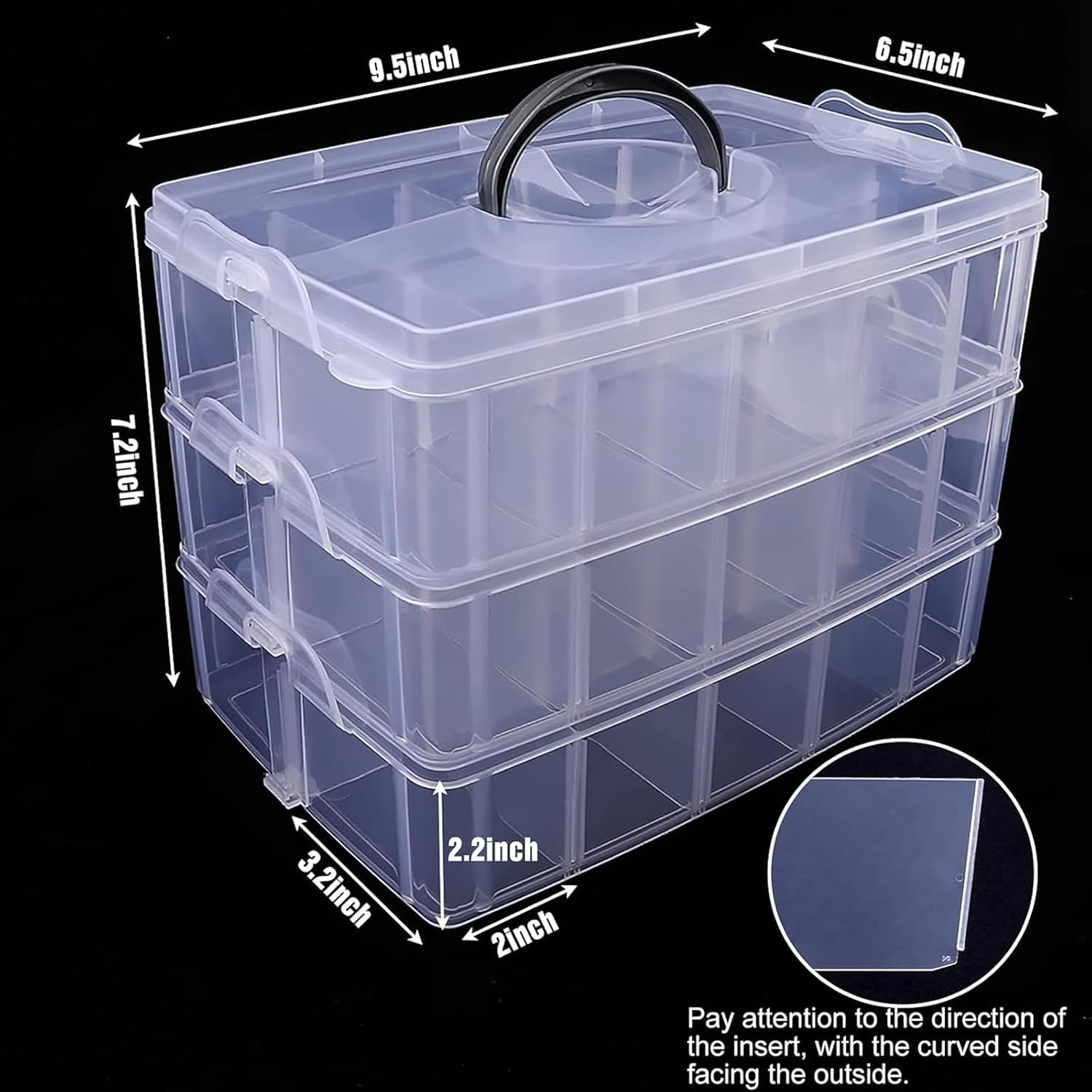 SGHUO 3-Tier Stackable Storage Container Box with Dividers-30 Compartments. Bead Organizers for Art Craft Storage. Washi Tape. Kids Toys. Jewelry. Beauty & Sewing Supplies - Image 2
