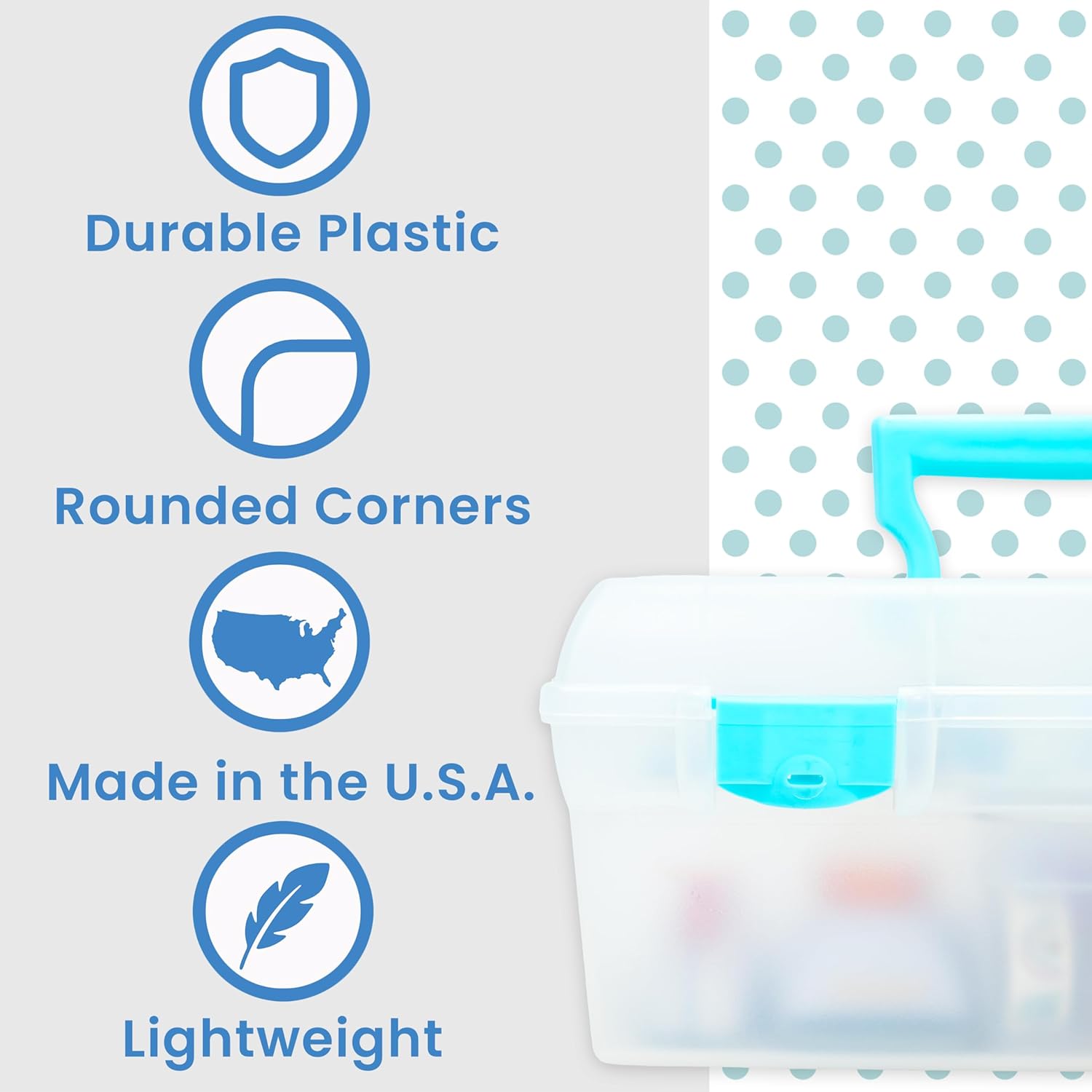 ArtBin 6937AG Essentials Lift-Out Tray Box. Portable Art & Craft Organizer with Handle and Tray. Clear/Aqua - Image 3