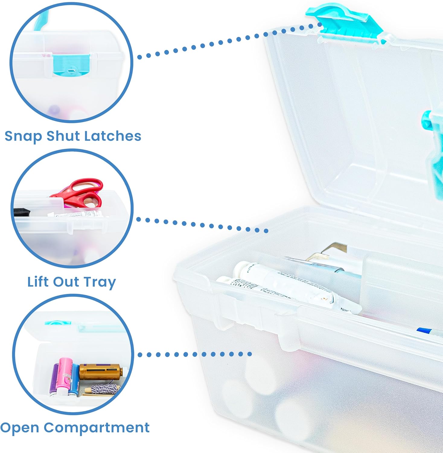 ArtBin 6937AG Essentials Lift-Out Tray Box. Portable Art & Craft Organizer with Handle and Tray. Clear/Aqua - Image 7