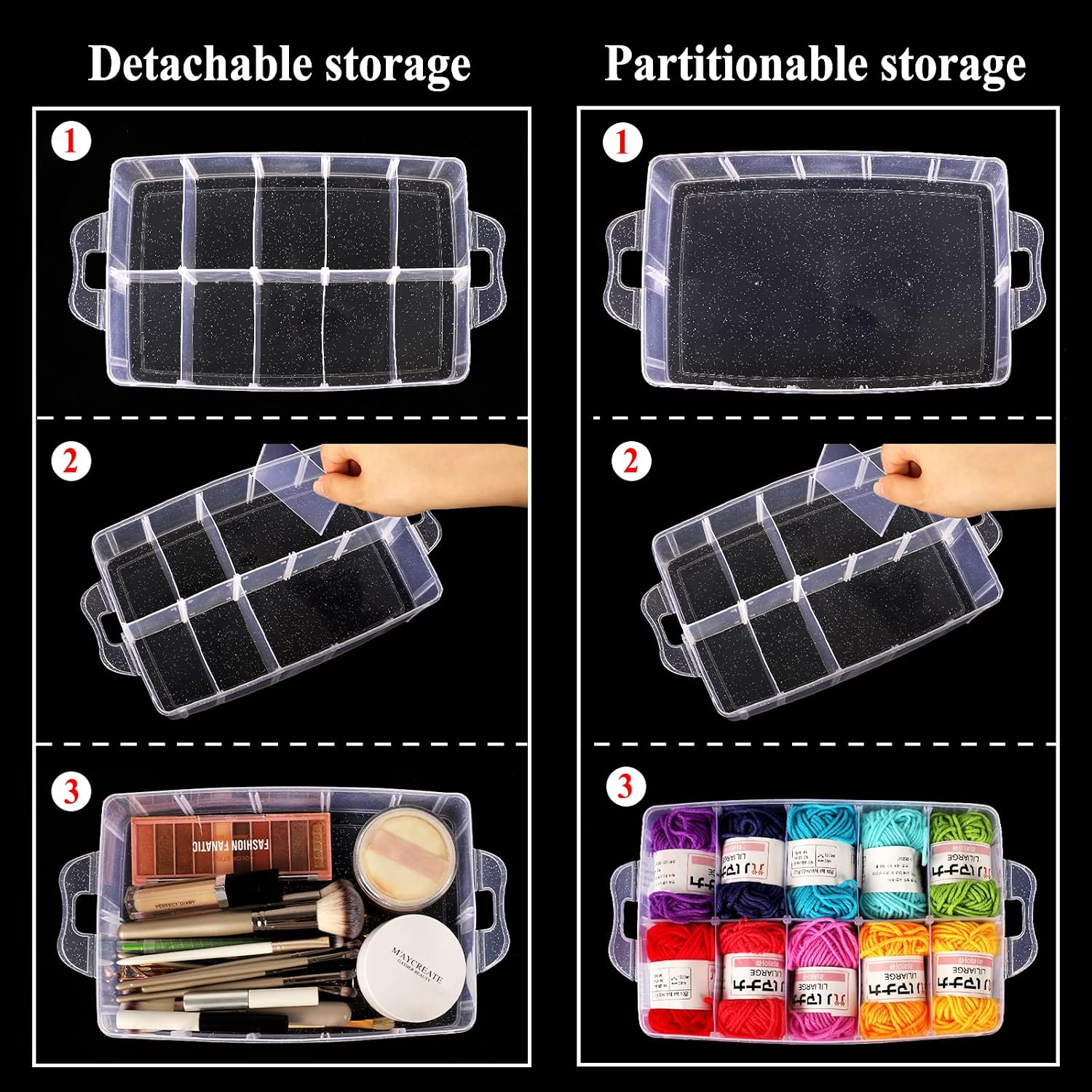 SGHUO 3-Tier Stackable Storage Container Box with Dividers-30 Compartments. Bead Organizers for Art Craft Storage. Washi Tape. Kids Toys. Jewelry. Beauty & Sewing Supplies - Image 3